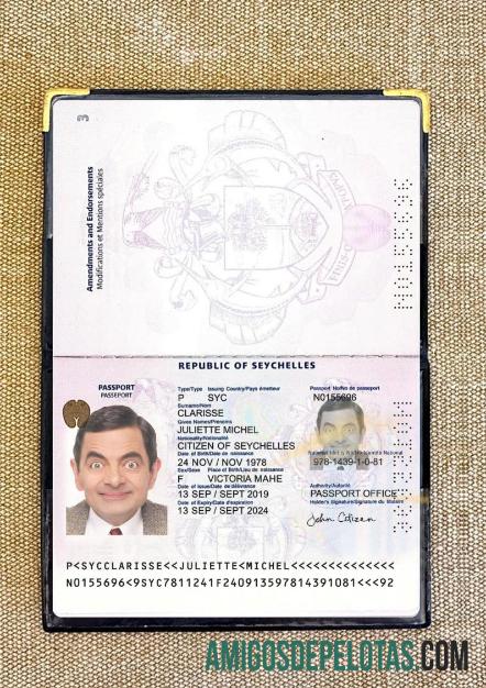 Photolook do passaporte das Seychelles exemplo